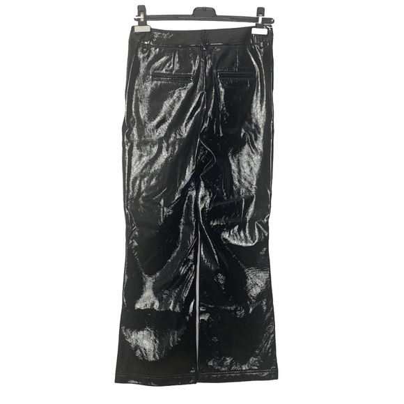 7 FOR MAN KIND The Matrix Black Shiny Faux Patent Leather Boot Cut Pants S NWT - Picture 3 of 16